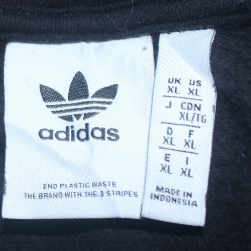 Adidas Womens Black XL Pullover Hoodie with Logo and Stripes