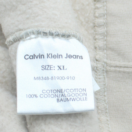 Calvin Klein Jeans Men's Beige XL Pullover Sweatshirt Logo Crew Neck