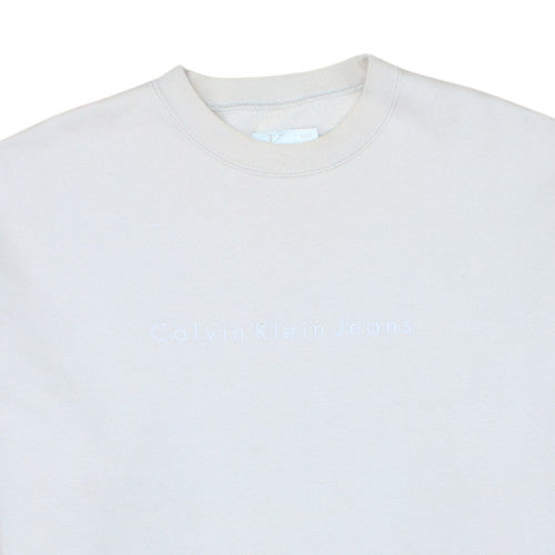 Calvin Klein Jeans Men's Beige XL Pullover Sweatshirt Logo Crew Neck