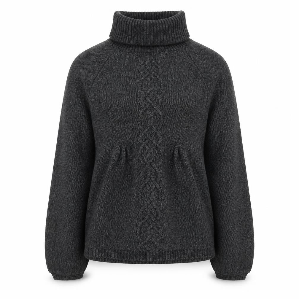 Warehouse Women’s Grey Roll Neck Cable Knit Wool Jumper UK 6