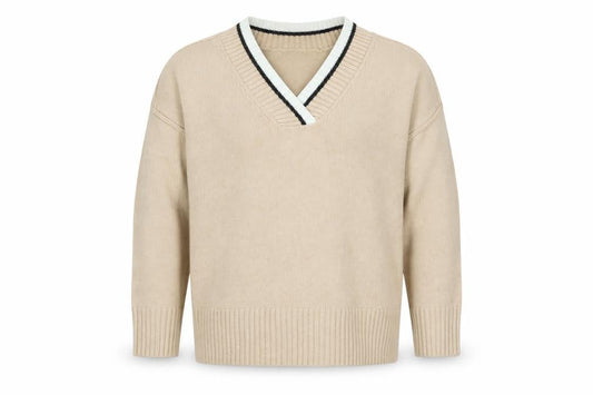 Next Men’s Beige V-Neck Knit Jumper XL Classic Casual Style
