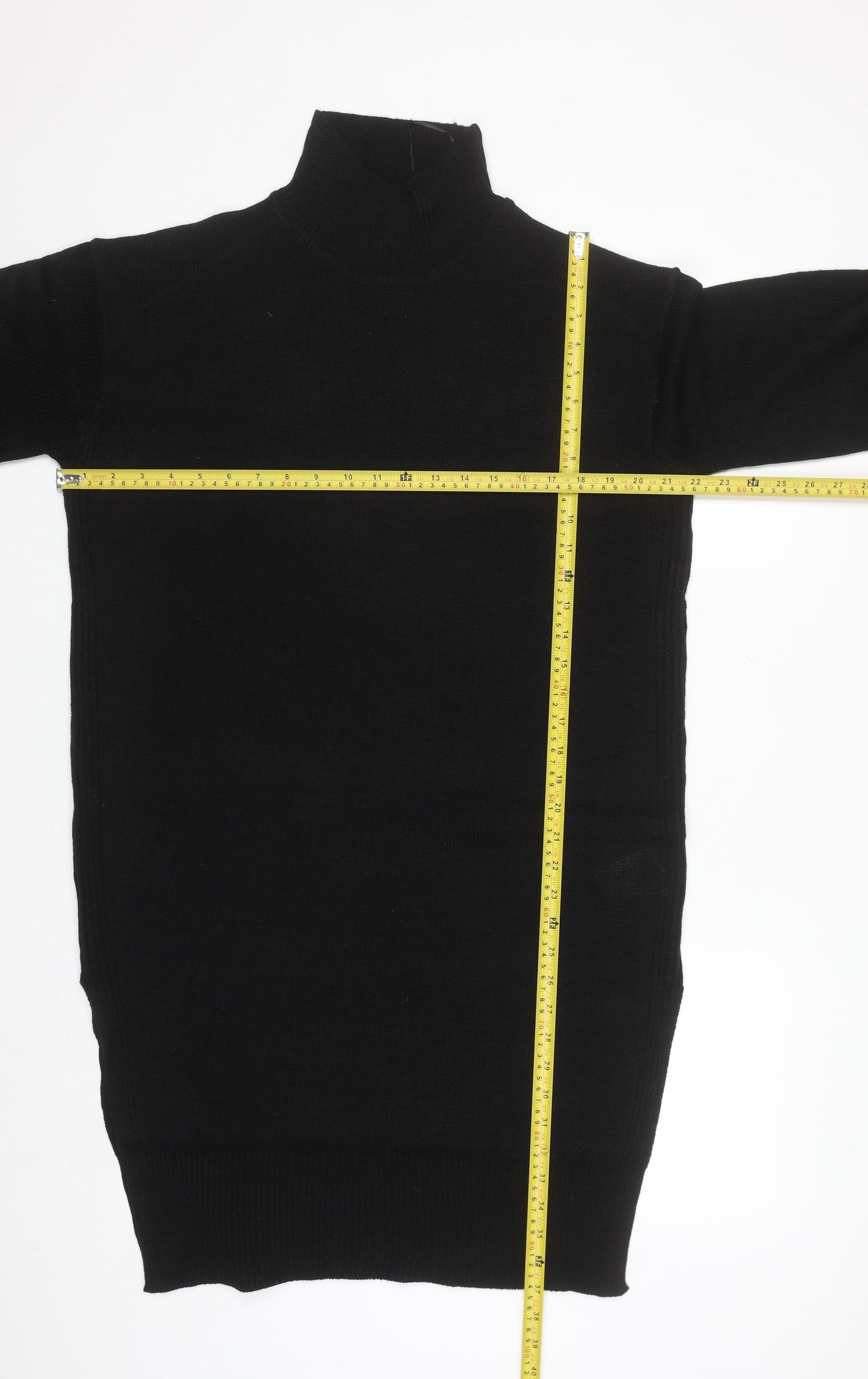 Brave Soul Women’s Black Roll Neck Tunic Jumper Size 12