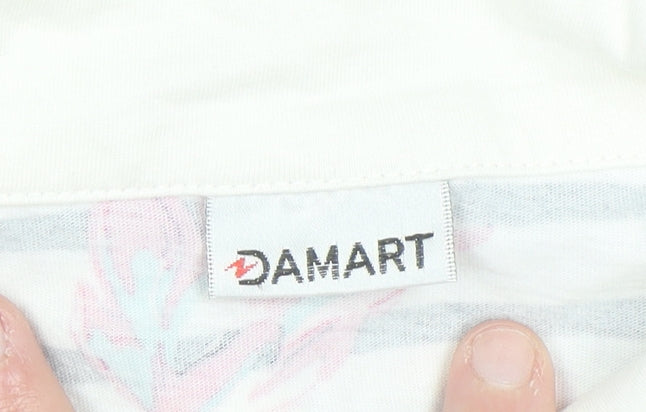 Damart Women’s Multicoloured Floral Stripe Cotton Long Sleeve Polo Top Size 18/20