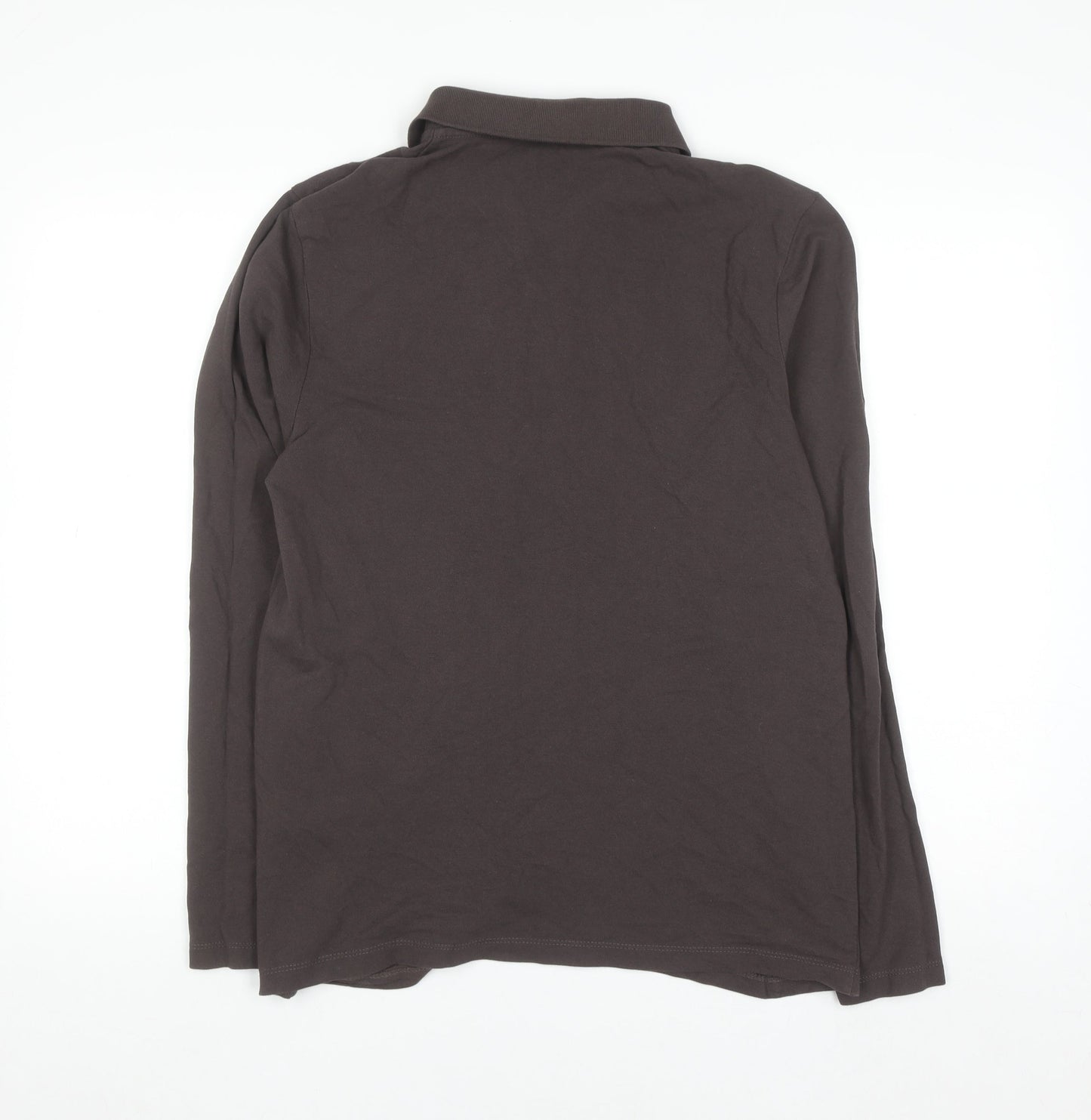 ASOS Men's Brown Long Sleeve Cotton Polo Shirt M Regular Fit