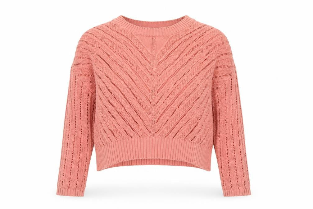 Old Navy Women Pink Open-Knit Cotton Pullover Jumper XL