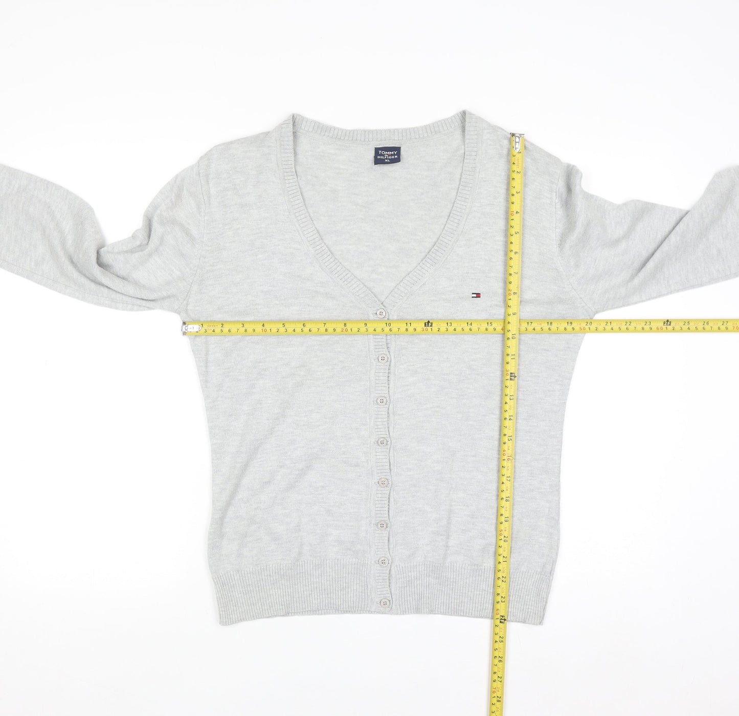 Tommy Hilfiger Men’s Grey Cotton V-Neck Cardigan XL