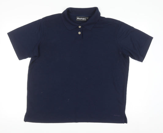 Rohan Womens Blue L Polo Shirt Short Sleeve Moisture Wicking Top