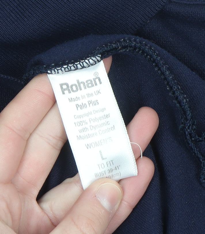 Rohan Womens Blue L Polo Shirt Short Sleeve Moisture Wicking Top