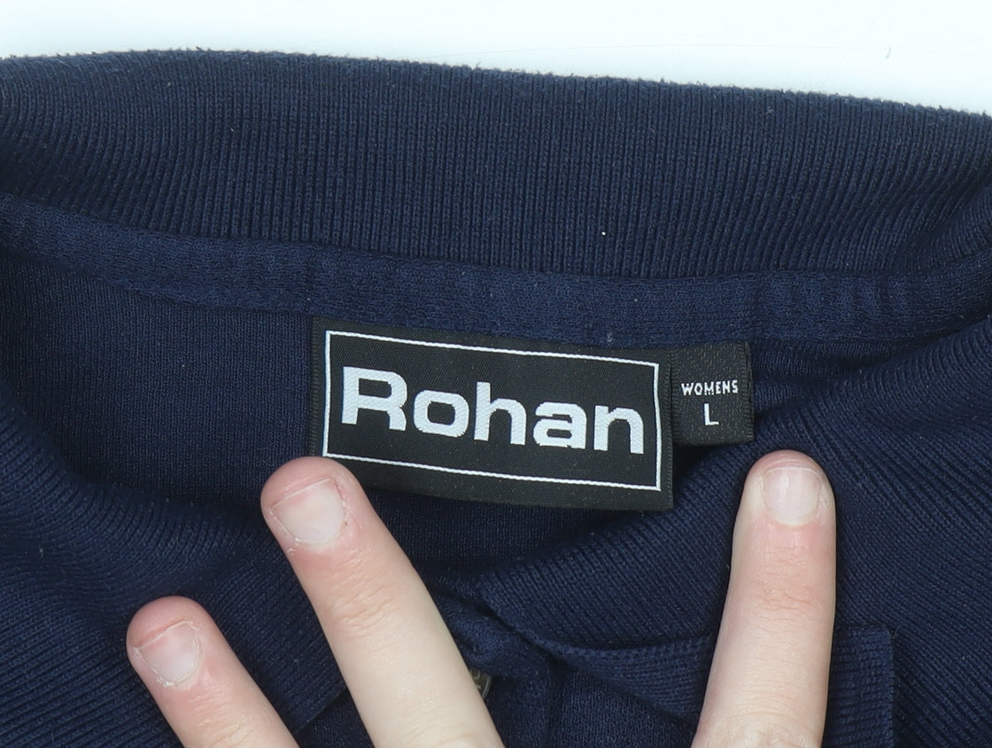 Rohan Womens Blue L Polo Shirt Short Sleeve Moisture Wicking Top