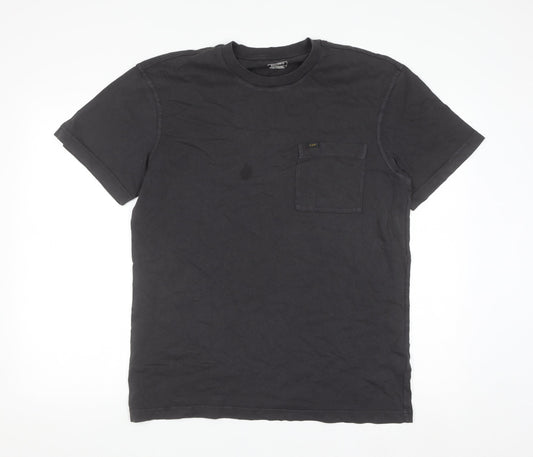 Lee Men's Black Cotton Relaxed Fit Crew Neck T-Shirt Size M