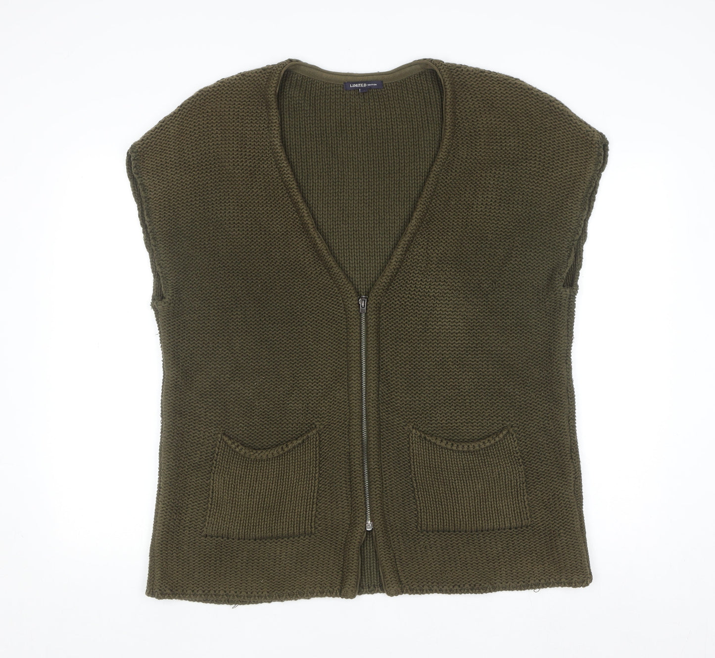 Marks and Spencer Women Green Knit Zip Vest Size 14