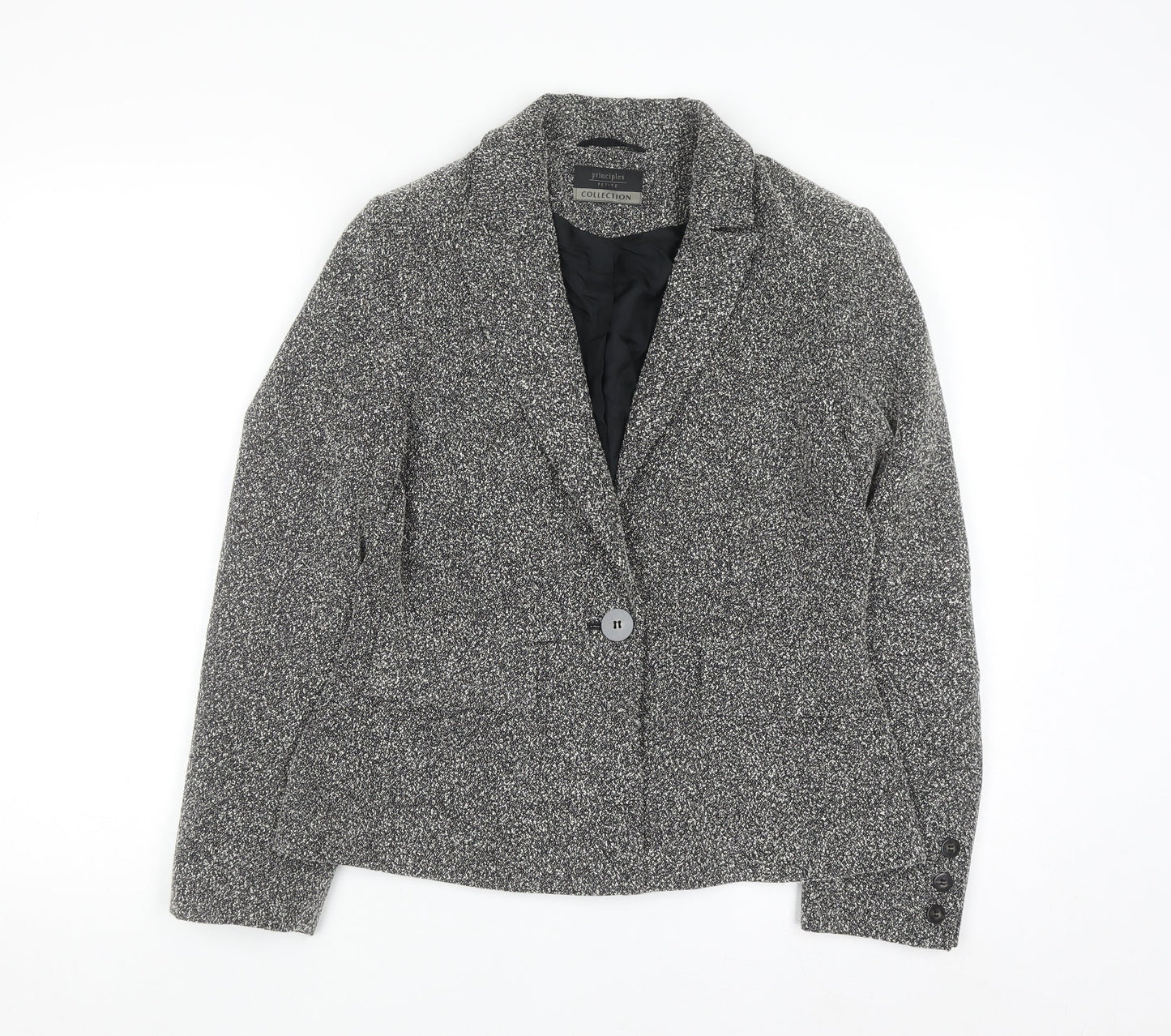 Principles Petite Grey Woven Single-Breasted Blazer Women’s Size 10