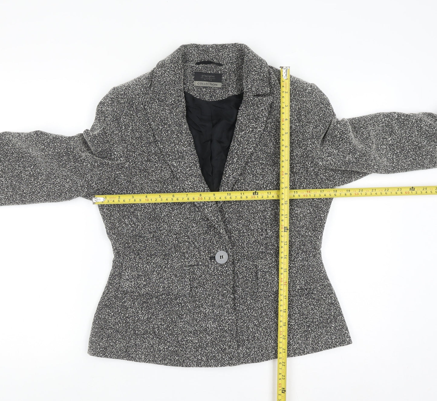 Principles Petite Grey Woven Single-Breasted Blazer Women’s Size 10
