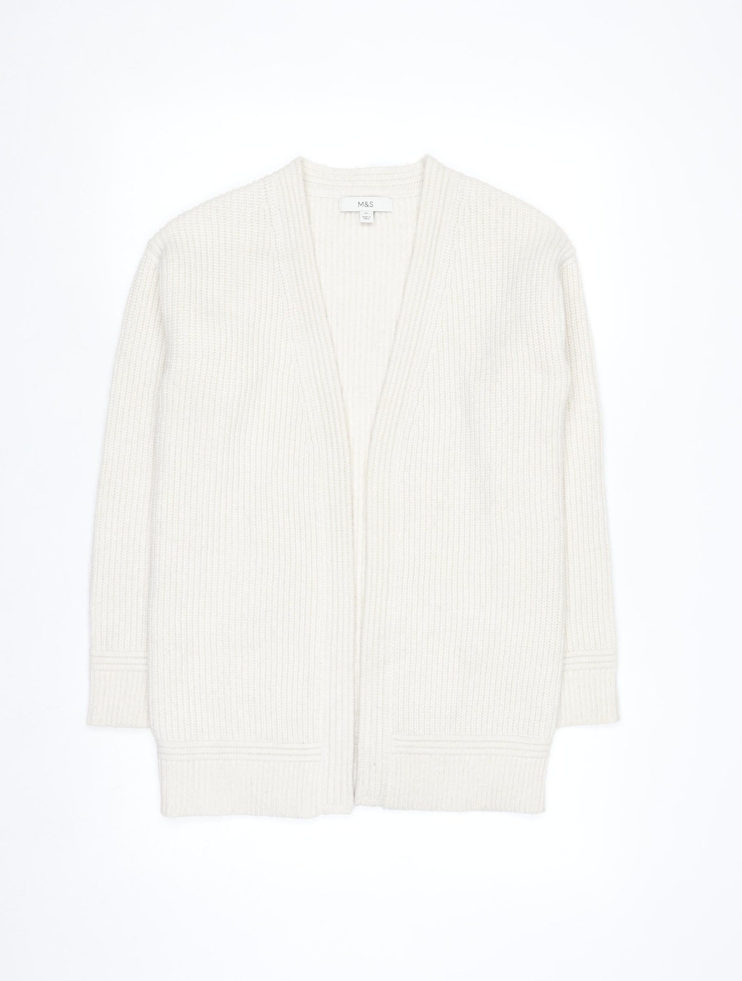 Marks and Spencer Women Ivory Long Sleeve Knit Cardigan XS
