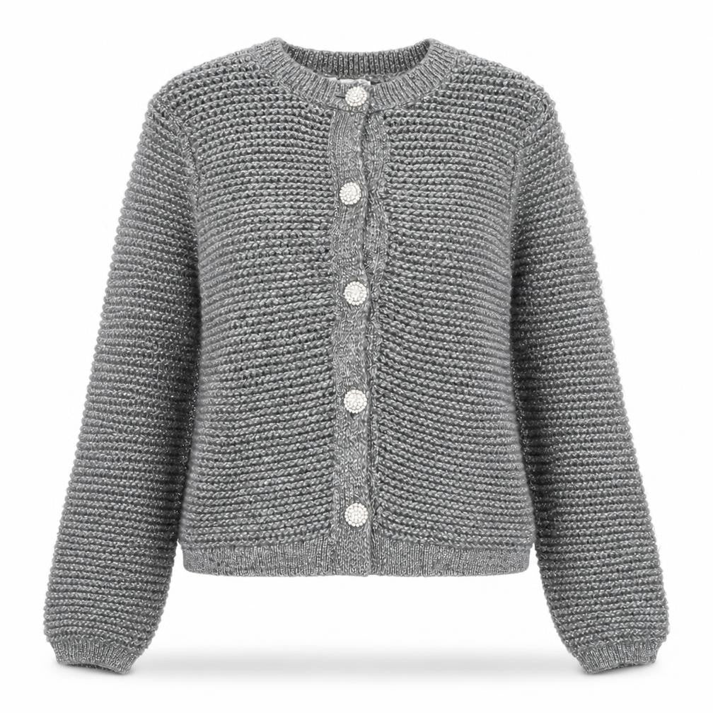 Mango Womens Grey Chunky-Knit Cardigan Small