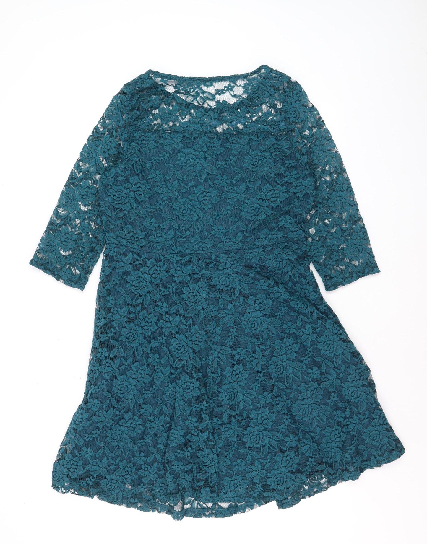Anthology Women Green Lace Fit & Flare Knee Length Dress Size 14
