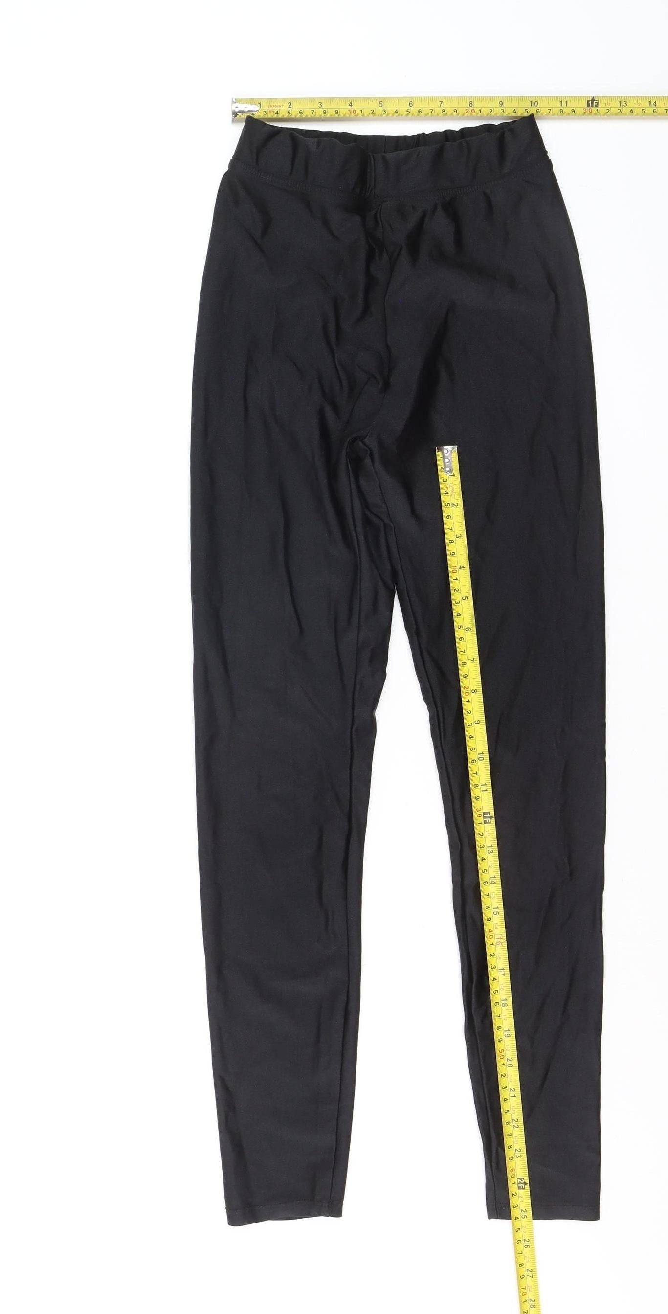Bershka Womens Black S Mid Rise Stretch Jersey Leggings