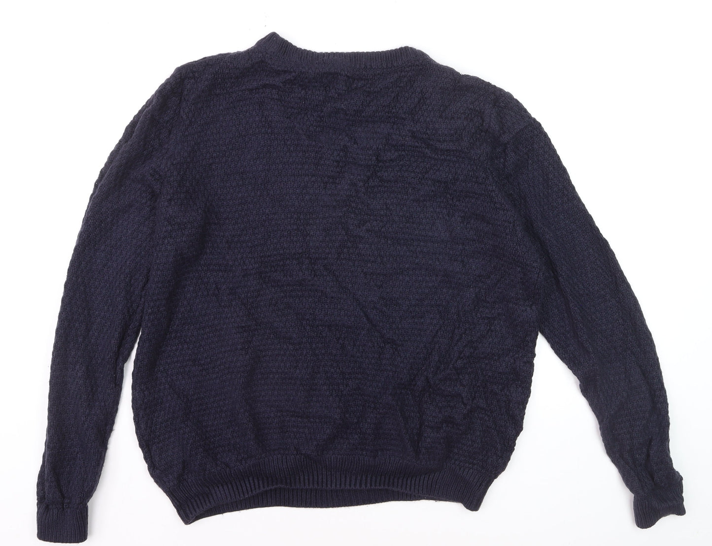 2nd Chapter Men's Blue Acrylic Crew Neck Cable Knit Jumper Size L
