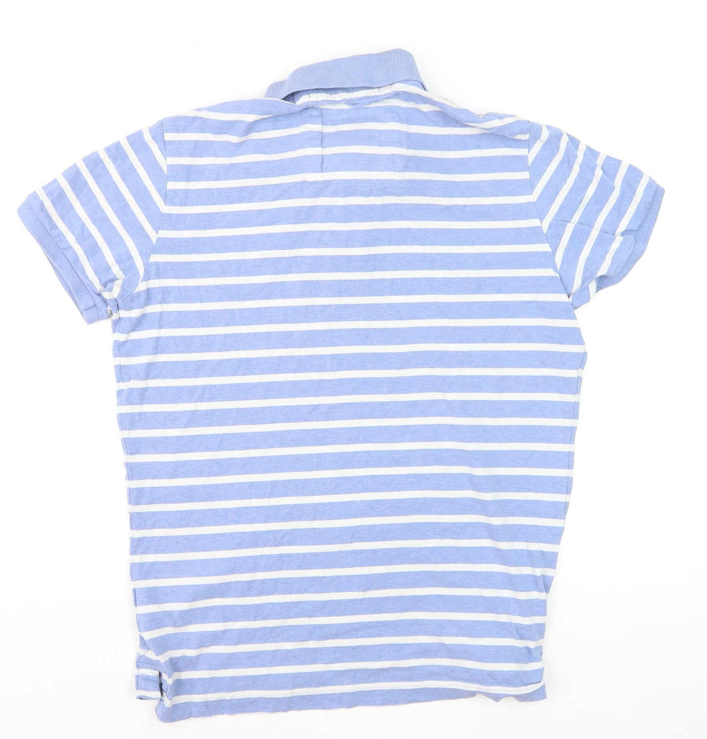 Superdry Men's Blue White Striped Polo Shirt XL Cotton Casual