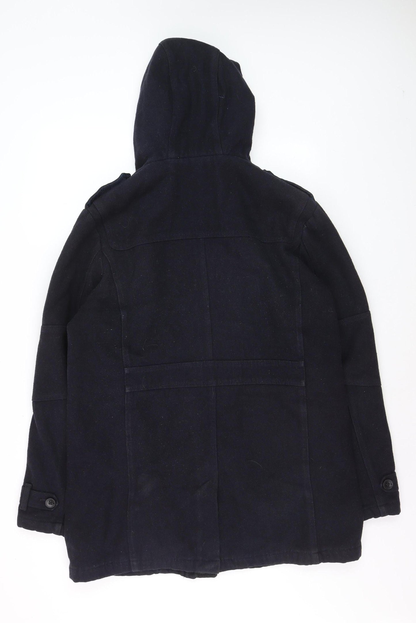 Next Men's Blue Wool Blend Hooded Parka Coat L Regular Fit
