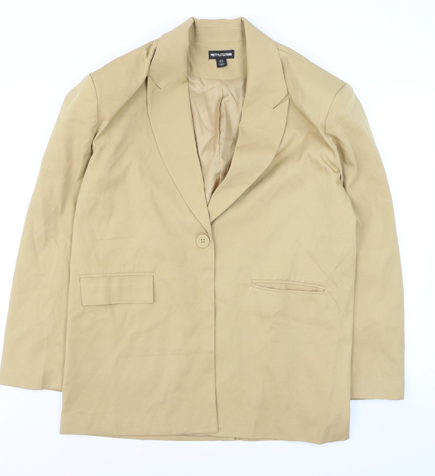 PrettyLittleThing Women’s Beige Regular Fit Single-Breasted Blazer UK 6