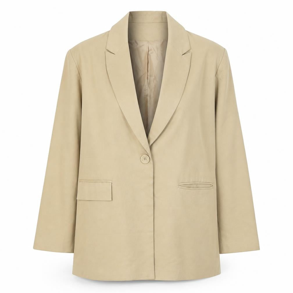 PrettyLittleThing Women’s Beige Regular Fit Single-Breasted Blazer UK 6