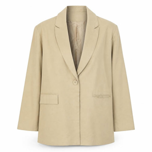 PRETTYLITTLETHING Women’s Beige Regular Fit Single-Breasted Blazer UK 6