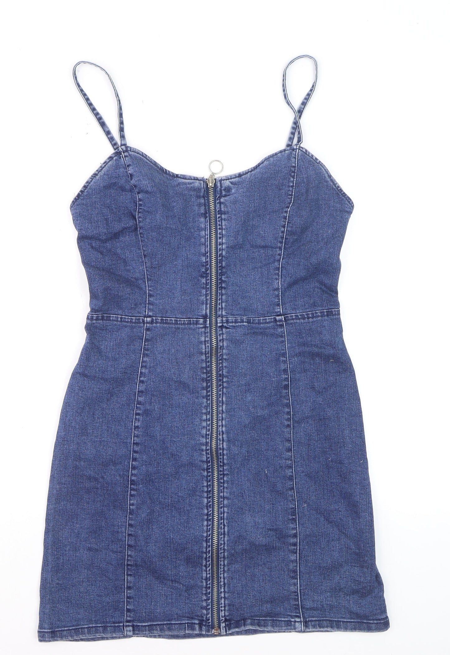Denim Co Women Blue Size 8 Bodycon Denim Zip Front Dress