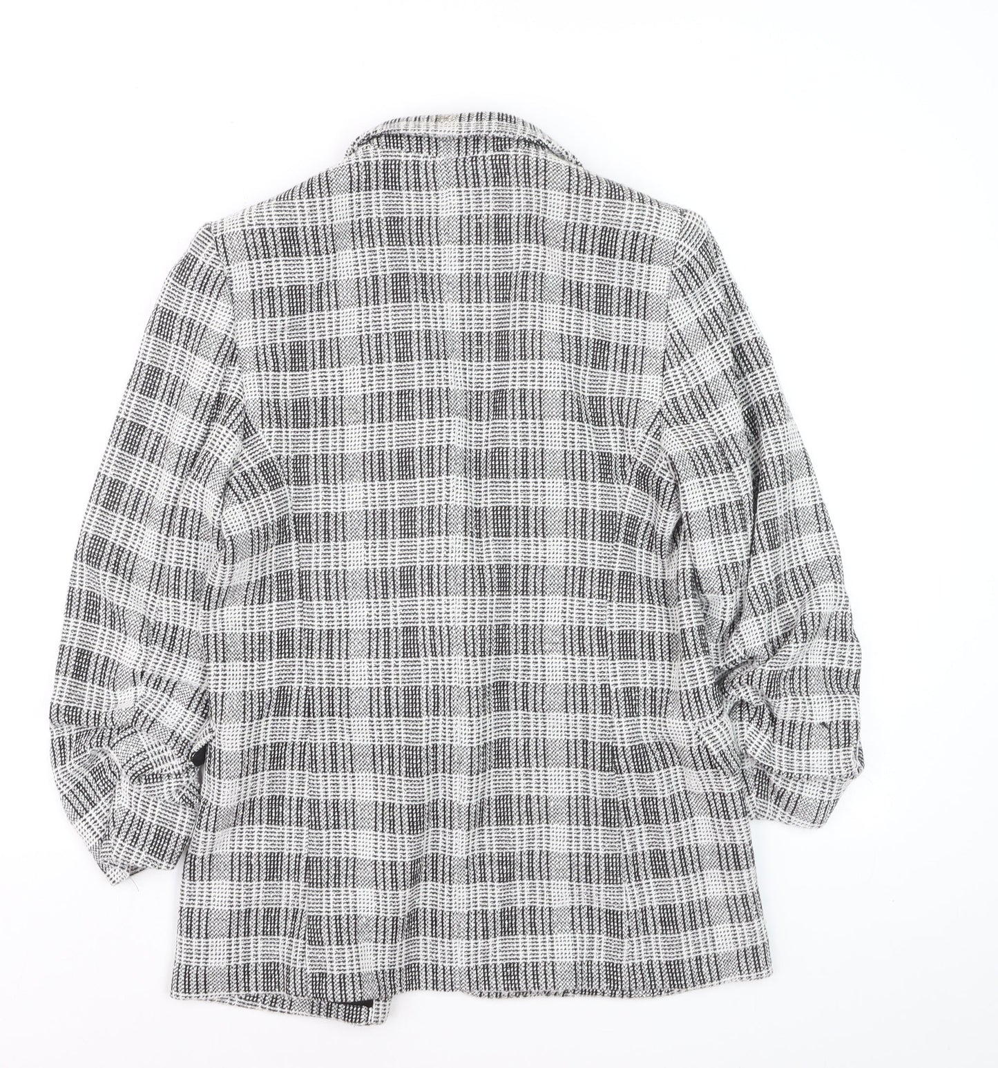 Marks and Spencer Women’s Grey Check Blazer Size 12 Lined Tweed Jacket