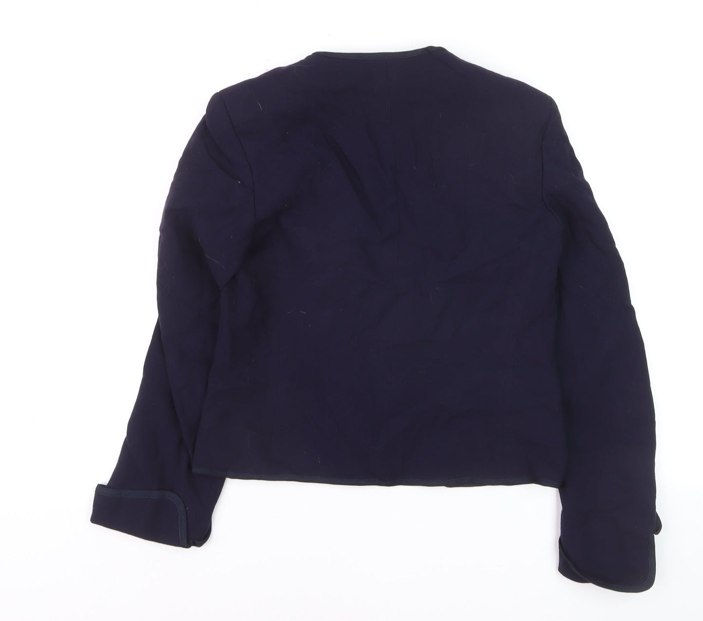 Jaeger Women's Blue Wool Blazer Jacket Size 10 Classic Buttoned