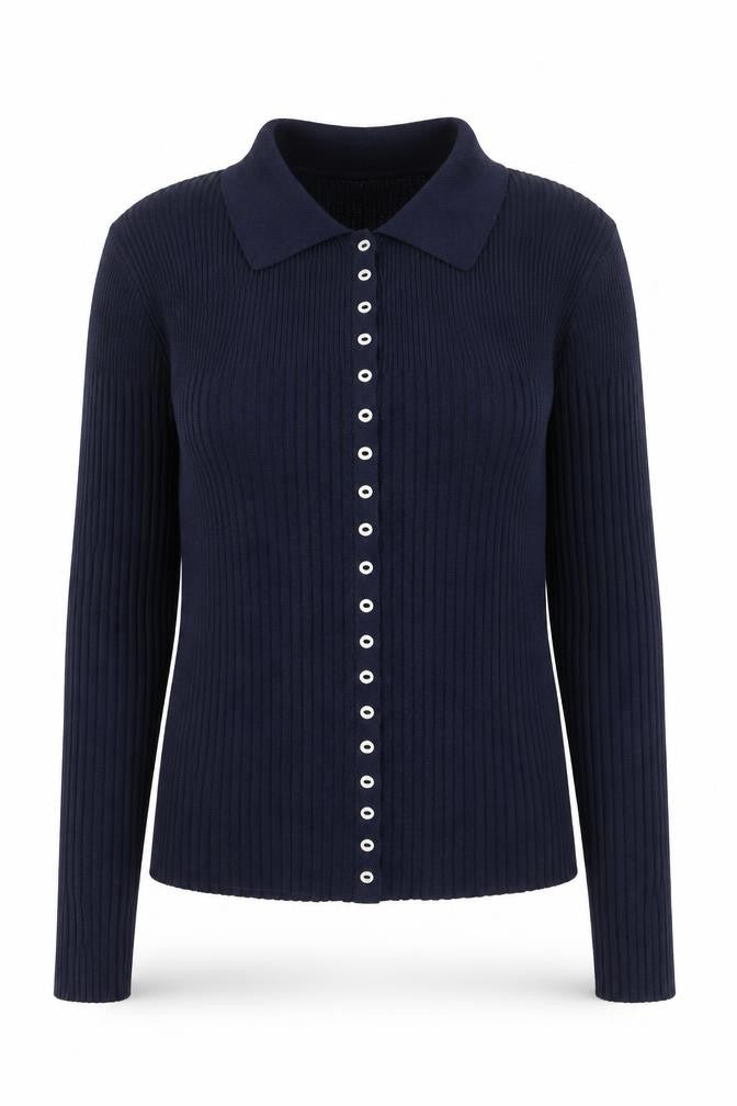 Primark Women's Blue Collared Button Cardigan Jumper Size M