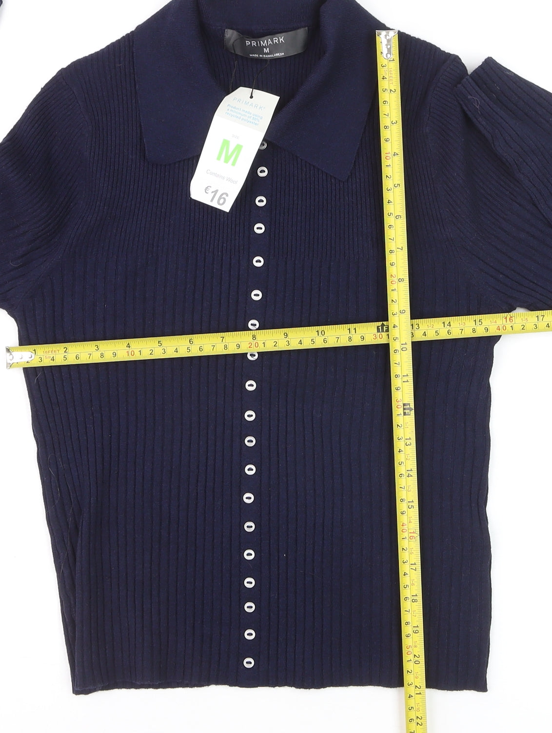 Primark Women's Blue Collared Button Cardigan Jumper Size M