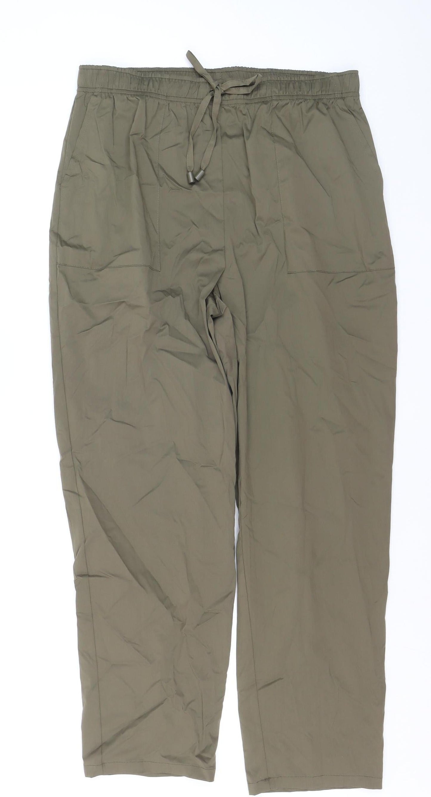 Primark Women’s Green Cargo Trousers M Elastic Waist Drawstring Lightweight