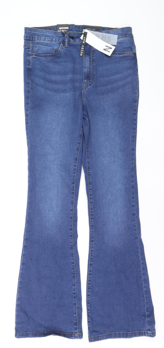 Noisy May Women's Blue High Waist Flared Jeans Size 12