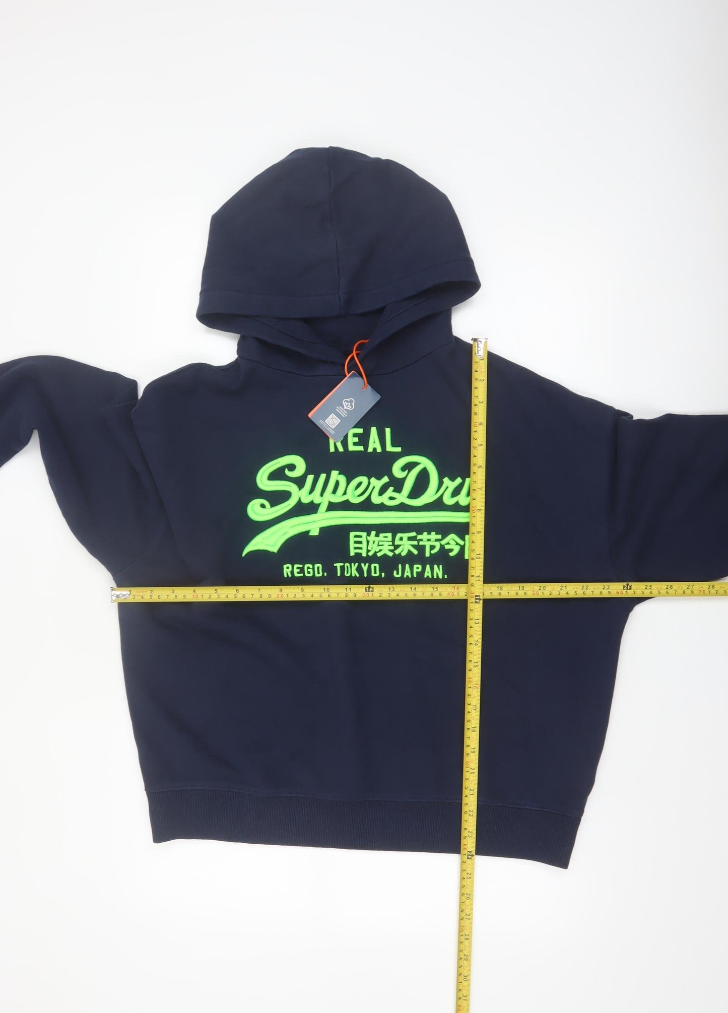 Superdry Men's Blue Pullover Hoodie Size M Graphic Logo Sweatshirt