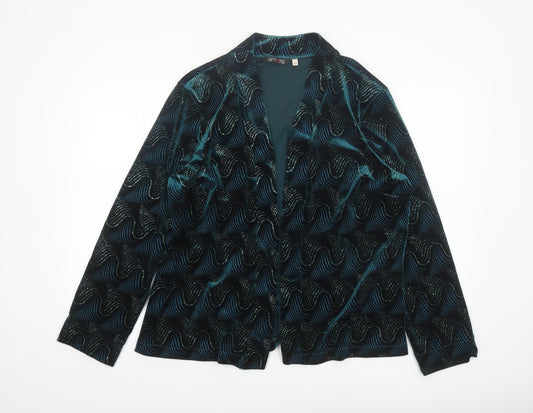 Amore Womens Green Velvet Blazer Size 20 Lined Open Party Jacket