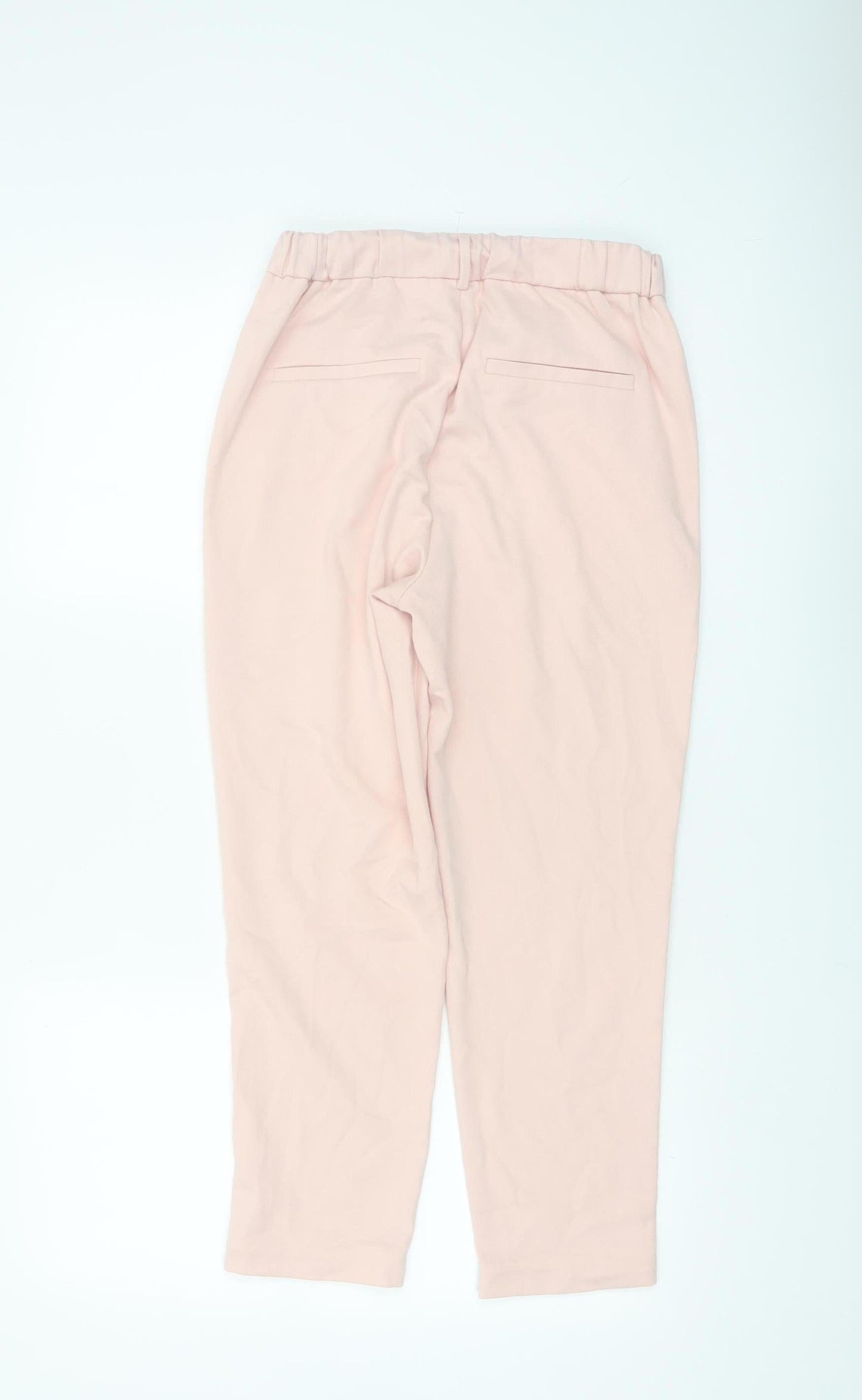 Zara Women Pink Tapered Trousers XS Slim Fit Elastic Waist