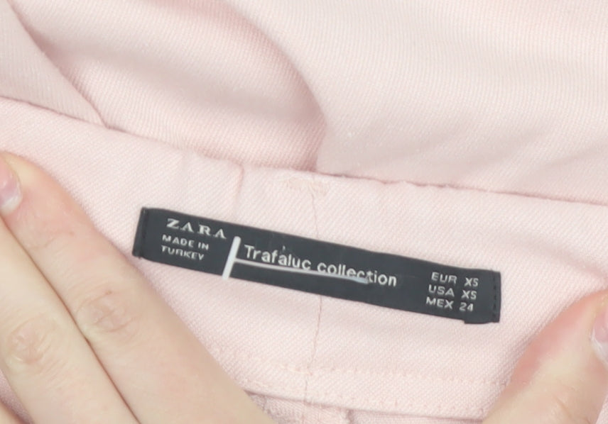 Zara Women Pink Tapered Trousers XS Slim Fit Elastic Waist