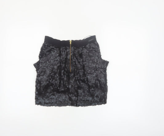 MANDI Women’s Black Sequin Mini Skirt Size 2XS Short Length Party