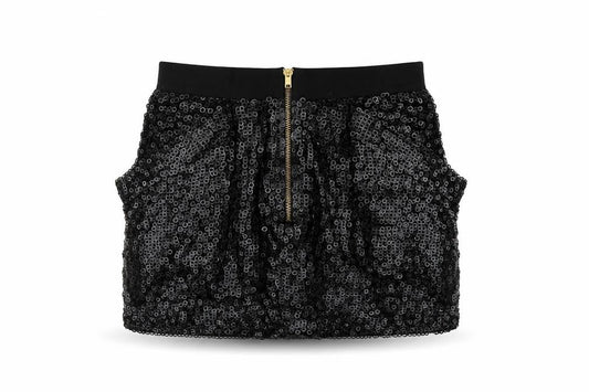 MANDI Women’s Black Sequin Mini Skirt Size 2XS Short Length Party
