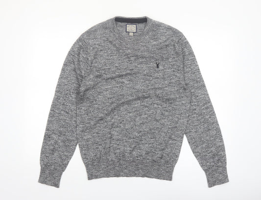 Next Men's Grey Cotton Blend Crew Neck Pullover Jumper XS