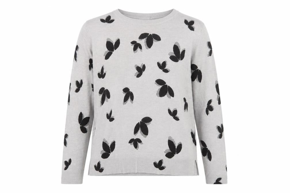Marks & Spencer Womens Grey Floral Knit Jumper Size 14