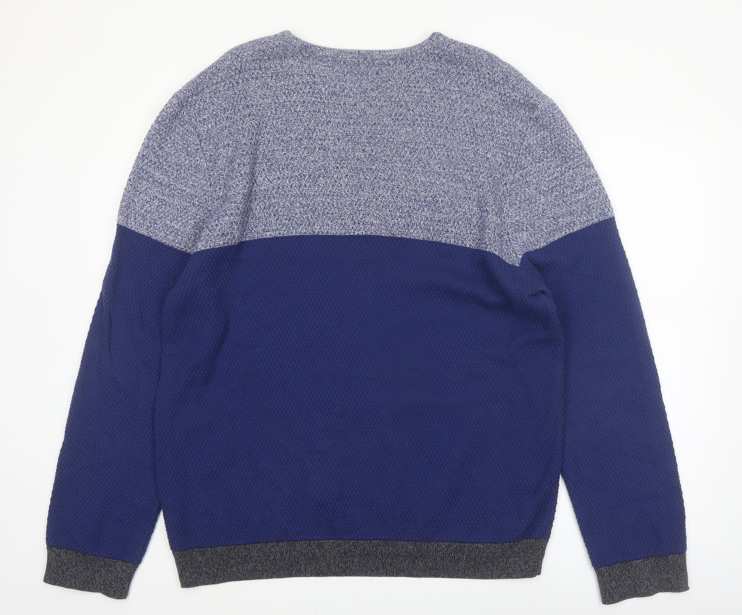 Marks and Spencer Men's Blue 2XL Cotton Blend Crew Neck Jumper