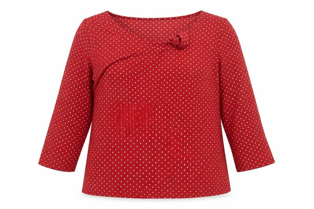 Joe Browns Women's Red Polka Dot 3/4 Sleeve Tunic Blouse UK 12
