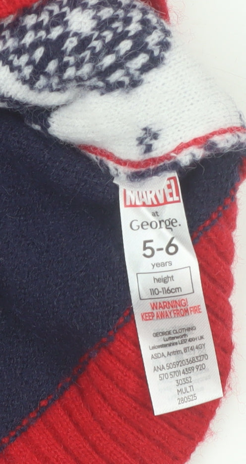 Marvel Spiderman Boys Multicoloured 5-6 Years Pullover Jumper by George