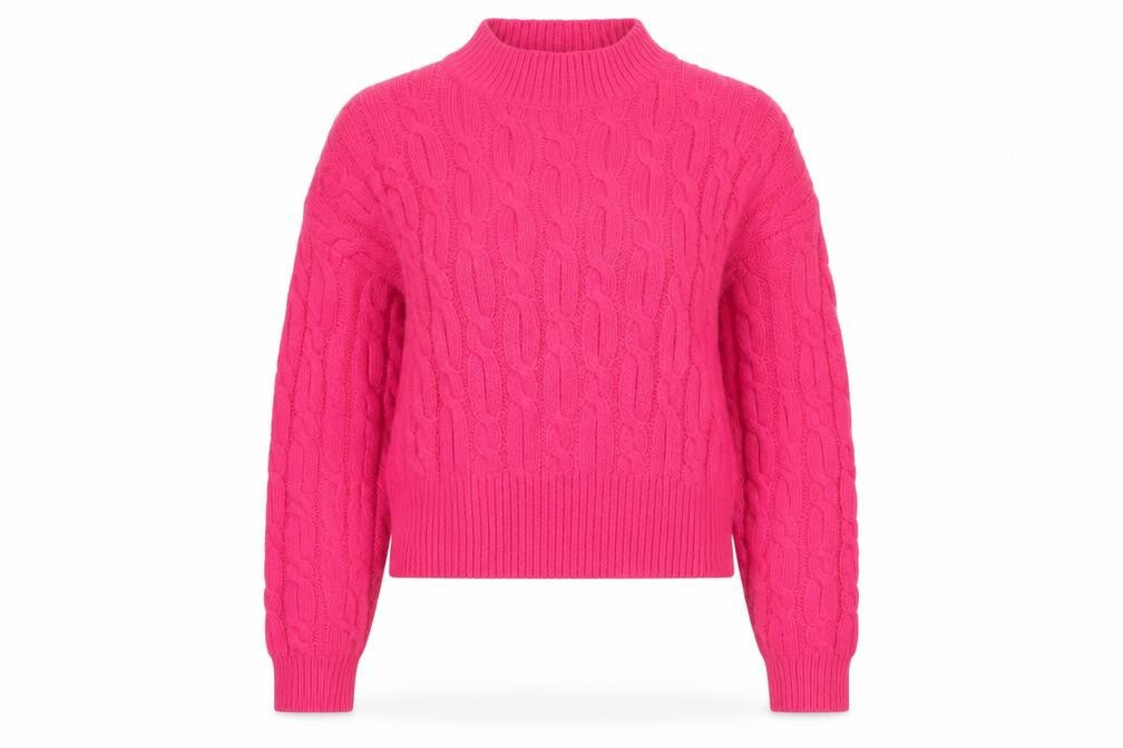 Cider Women's Pink Cable-Knit Mock Neck Pullover Jumper XL