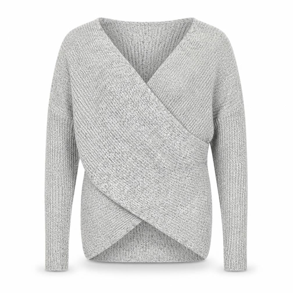 Topshop Women Grey V-Neck Knit Pullover Jumper Size 6