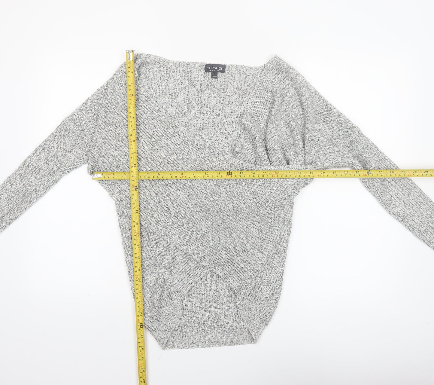 Topshop Women Grey V-Neck Knit Pullover Jumper Size 6
