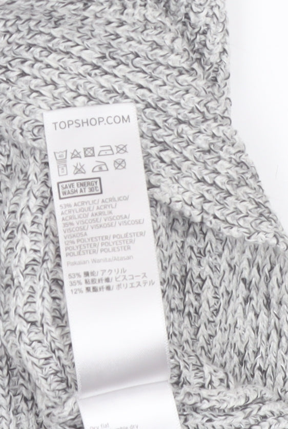 Topshop Women Grey V-Neck Knit Pullover Jumper Size 6