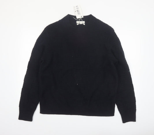 Marks and Spencer Mens Black Lambswool Blend Crew Neck Jumper L
